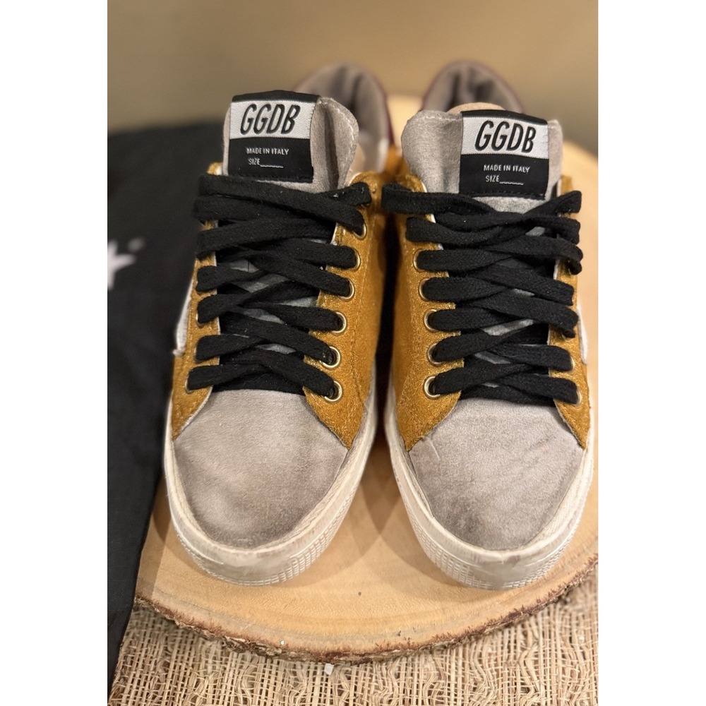 Golden‎ Goose Two-Tone May Shoes Women's 5 Mustard Suede  Sneakers & Zipper Case - Picture 8 of 16